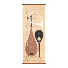 C. 1960s Ross F. Littell Linen Scroll Wall Hanging of Instruments, Example #2