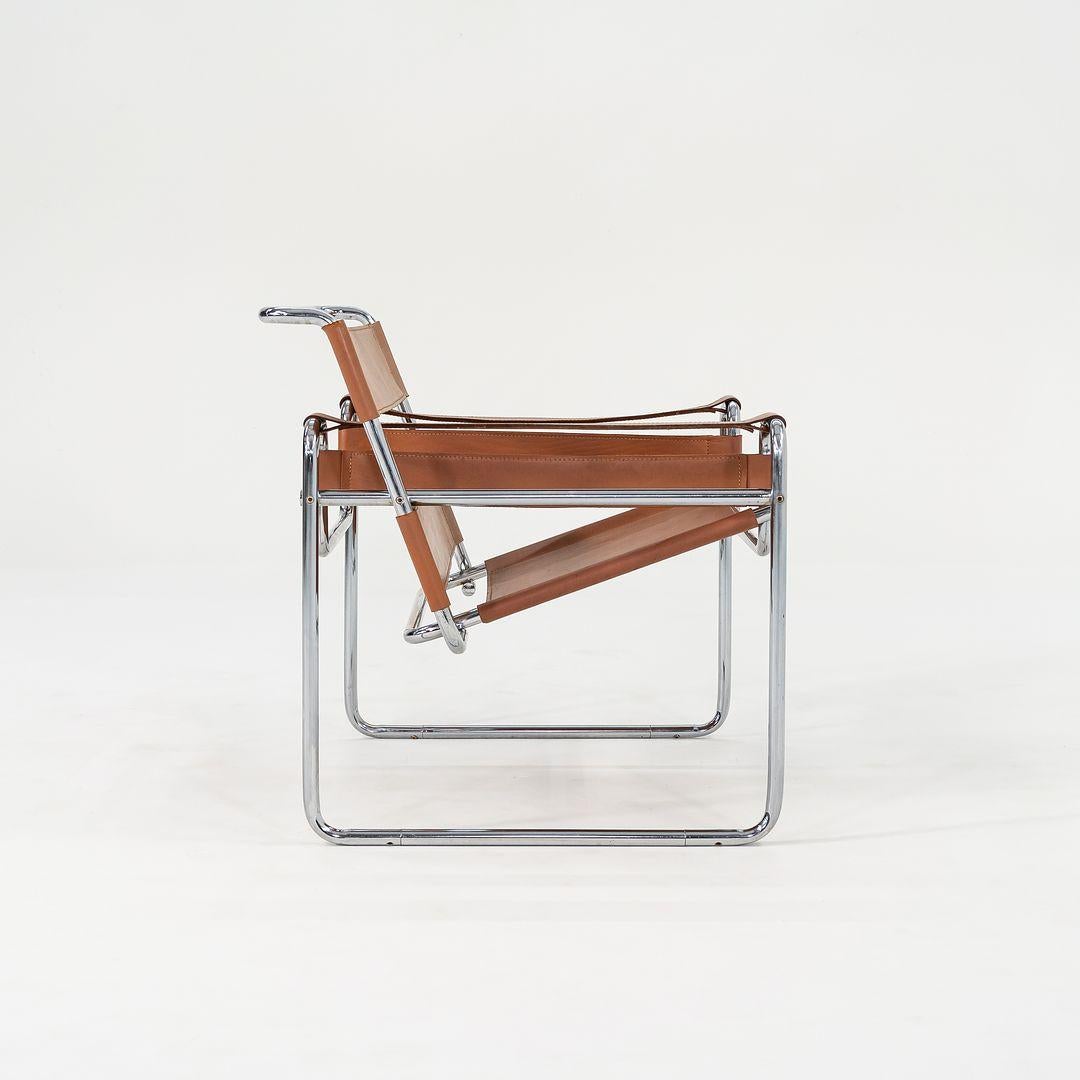 Modern C. 1960s Wassily Lounge Chair by Marcel Breuer for Thonet Cognac Leather No. B3