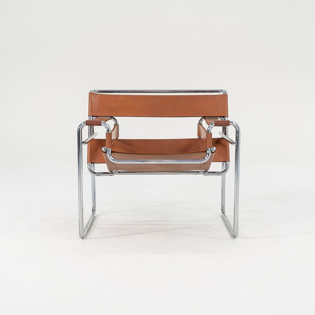 American C. 1960s Wassily Lounge Chair by Marcel Breuer for Thonet Cognac Leather No. B3