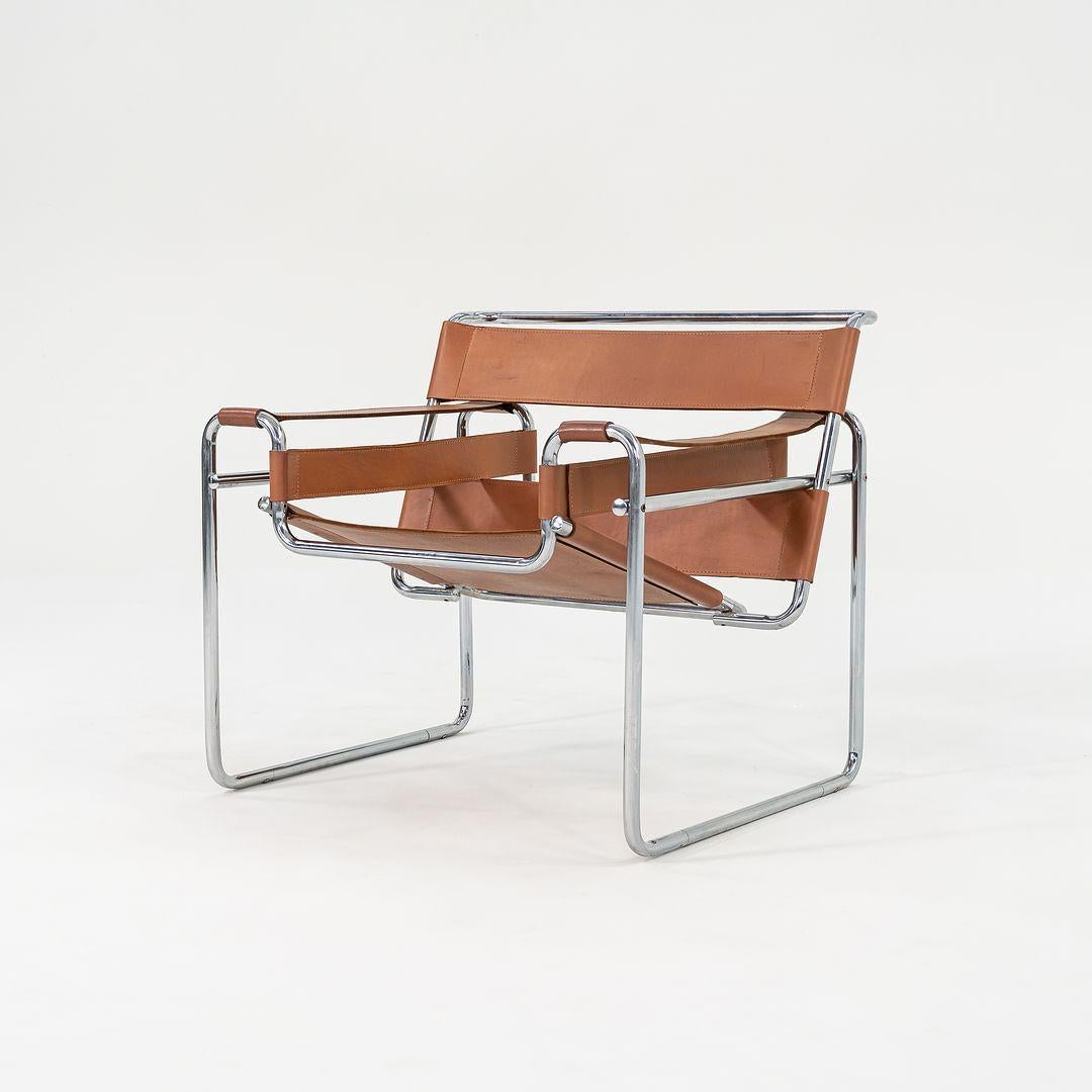 C. 1960s Wassily Lounge Chair by Marcel Breuer for Thonet Cognac Leather No. B3 1
