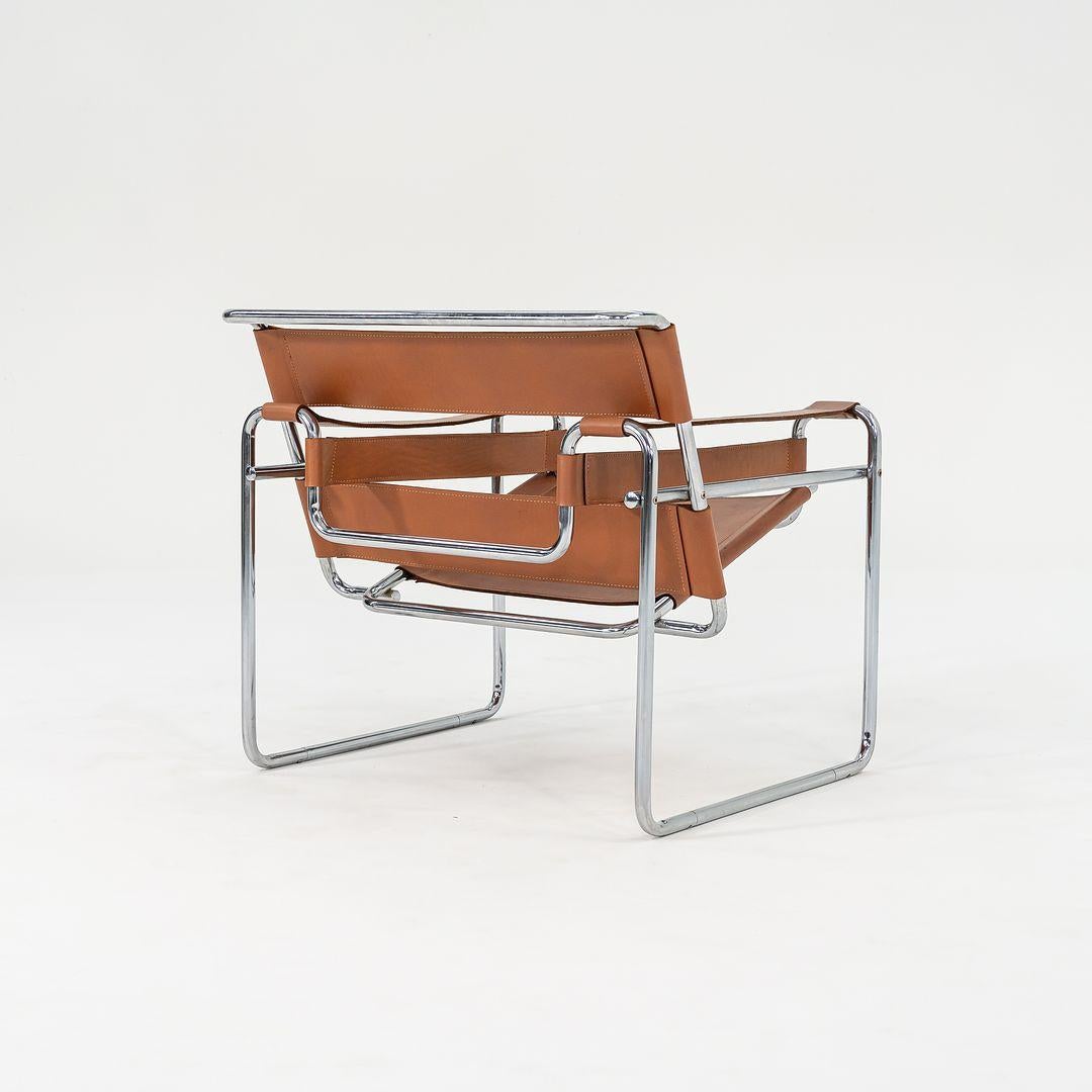 C. 1960s Wassily Lounge Chair by Marcel Breuer for Thonet Cognac Leather No. B3 2
