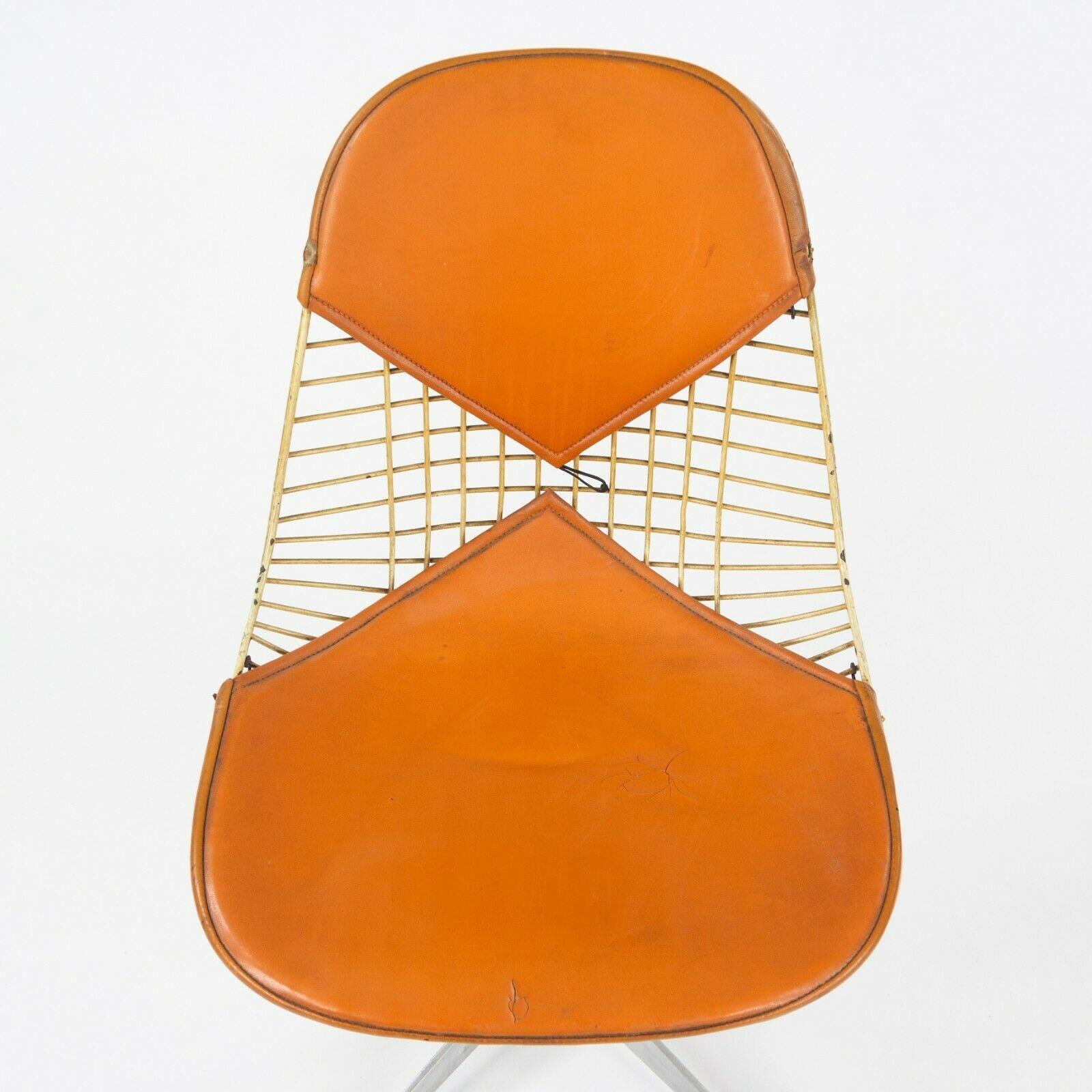 C. 1961 Set of 6 Herman Miller Eames Orange Bikini Pad Swivel PKC2 Dining Chairs For Sale 5