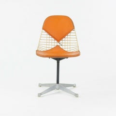 C. 1961 Set of 6 Herman Miller Eames Orange Bikini Pad Swivel PKC2 Dining Chairs
