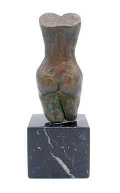 c. 1962-1975 Unsigned Bronze Female Torso on Marble by Mary B. Cross