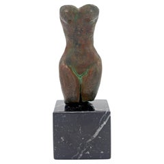 c. 1962-1975 Unsigned Bronze Female Torso on Marble by Mary B. Cross