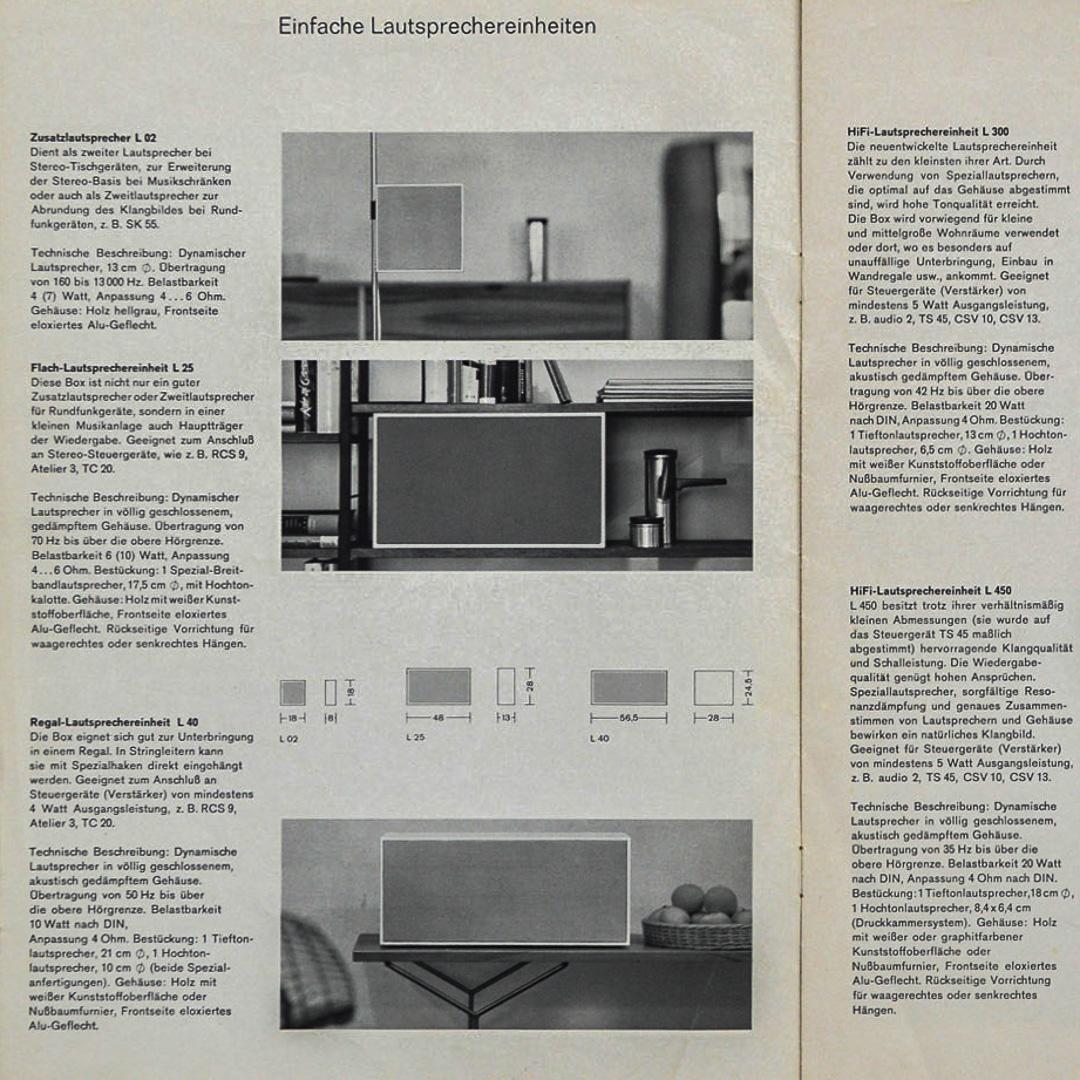 C. 1962, L 25 Wall-Mounted Flat HiFi Loudspeaker Unit par Dieter Rams pour Braun 1