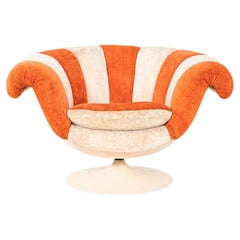 C. 1967 Overman AB of Sweden Sorry Swivel Armchair in Two Tone Fabric