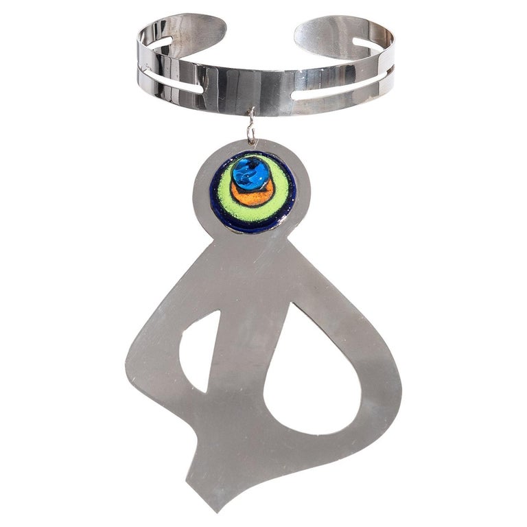 Collier Vintage, très joli Ras de Cou en Argent Massif et Strass
