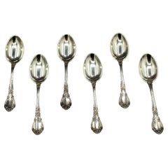 c. 1970 Juego americano de 6 cucharas de las cinco de plata de ley