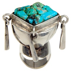 C. 1970 Eveli Sabatie Turquoise and Sterling Silver Ring