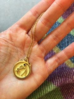C. 1970 Georges Delrue Garnet and 18 Karat Gold Aquarius Pendant