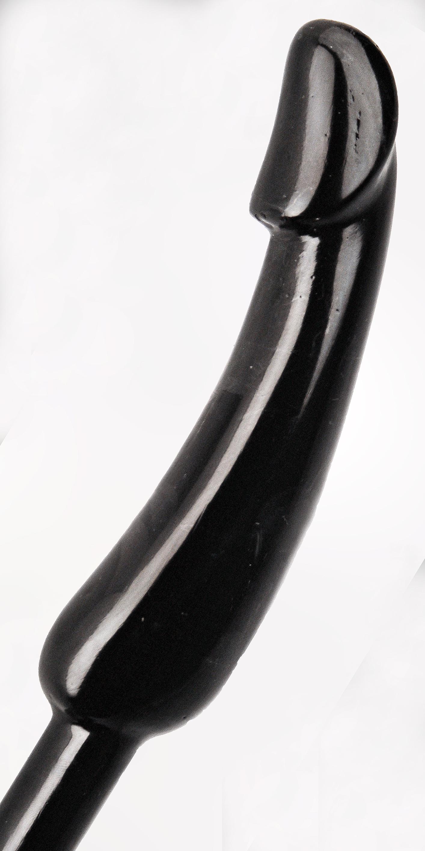 Post-Modern C. 1970 Italian Erotic/Phalic Wood and Black Lacquer Cane with Penis Handle For Sale