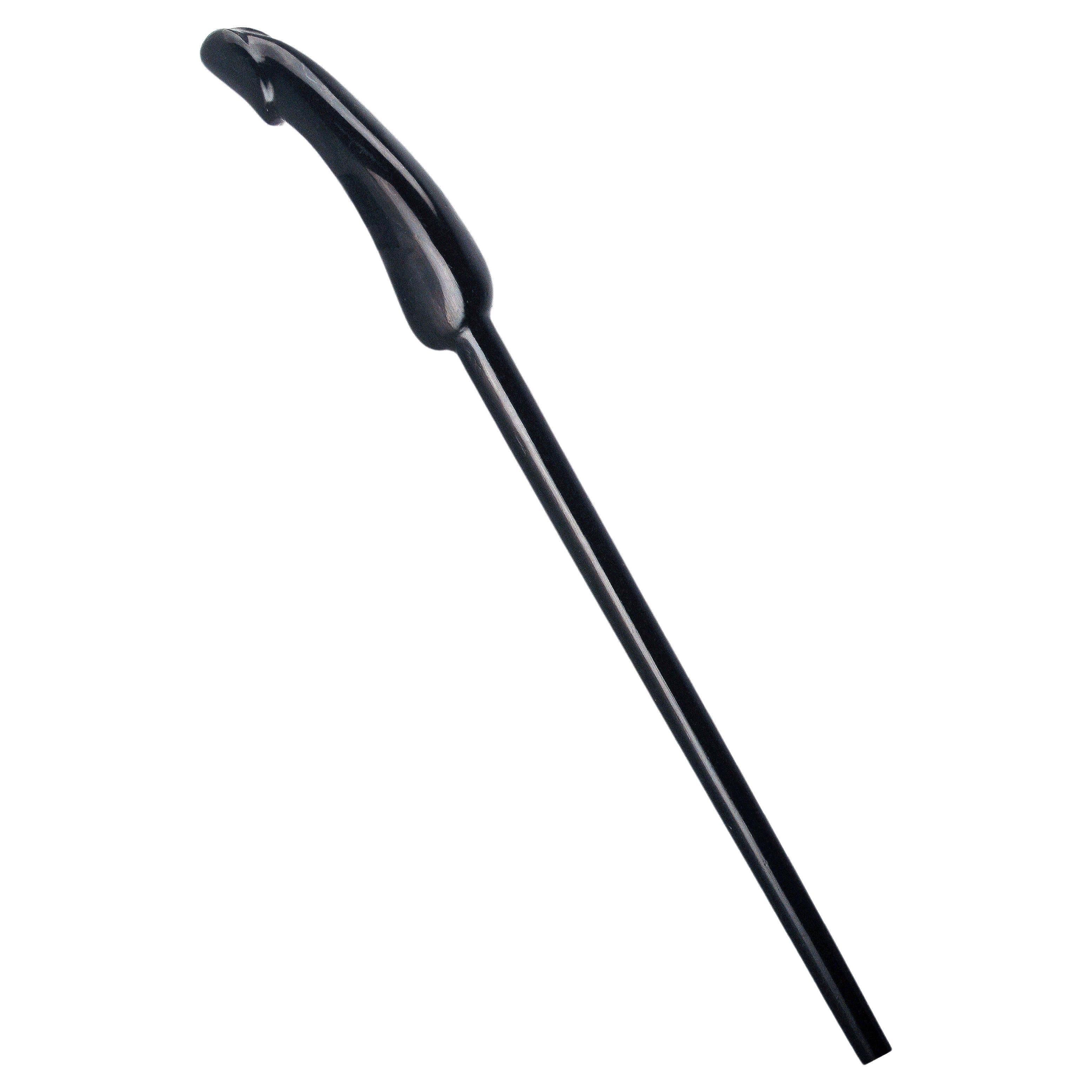 C. 1970 Italian Erotic/Phalic Wood and Black Lacquer Cane with Penis Handle For Sale