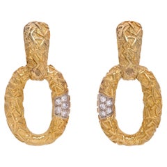 c. 1970 R. Stone Diamond and Gold Earrings