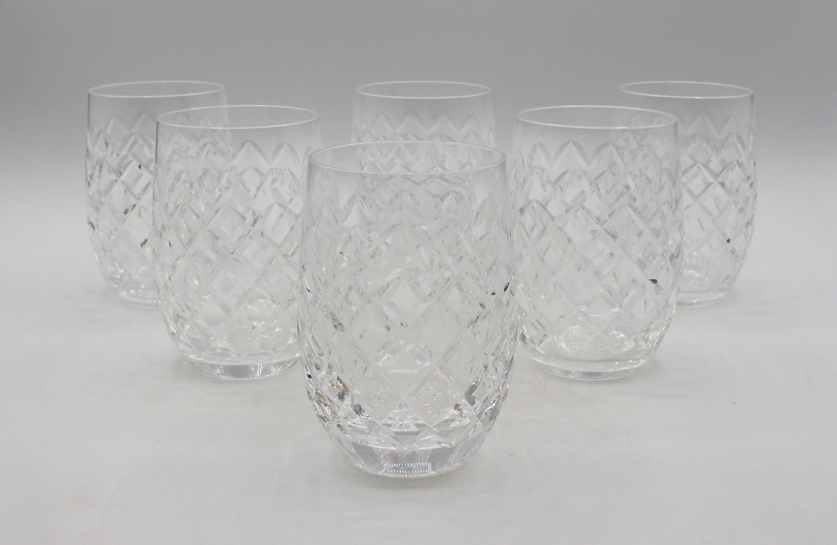 Circa 1970 Set of 6 Powerscourt by Waterford 10oz flat tumbler glasses, Ireland. 4 3/8