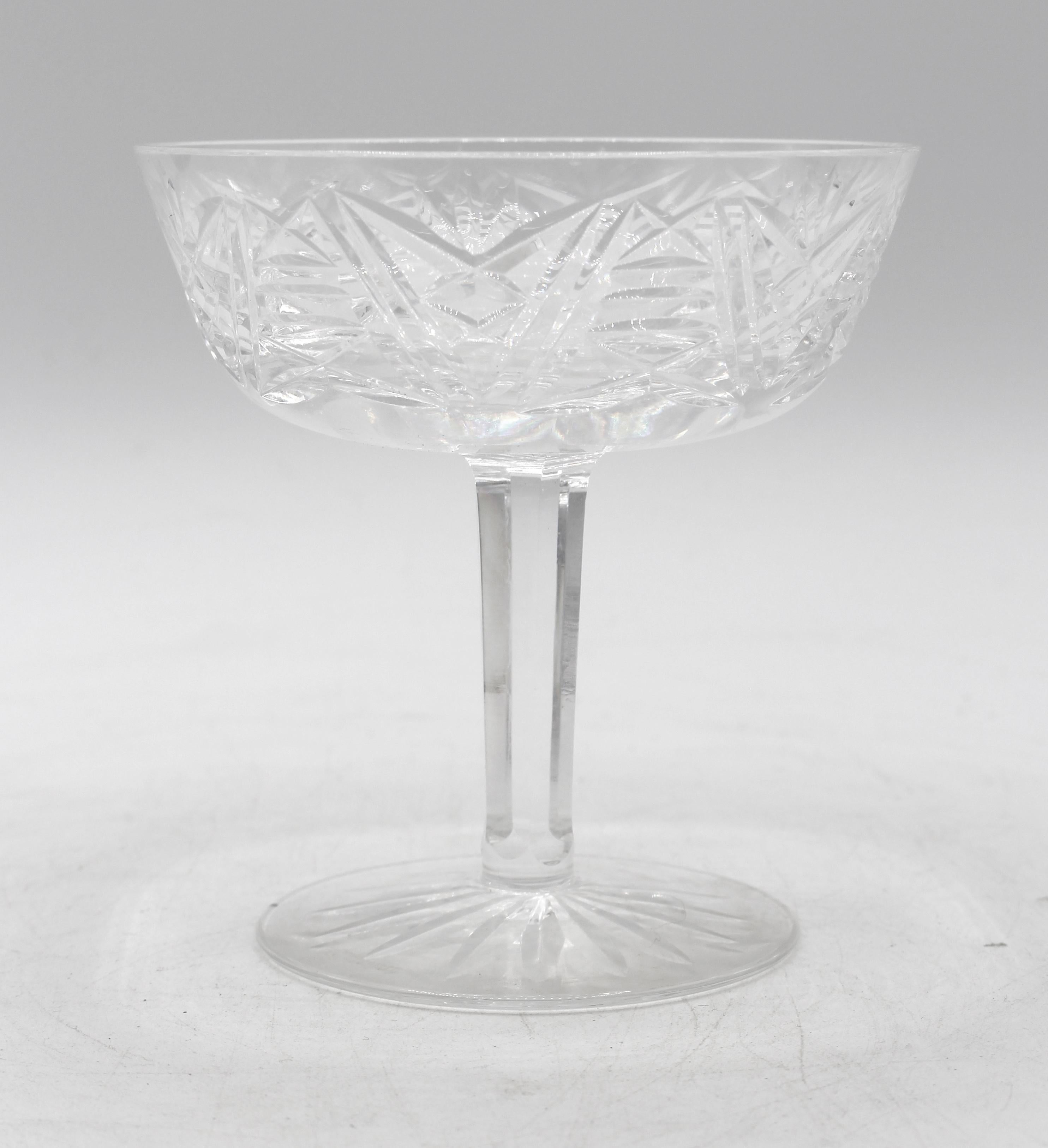Circa 1970 set of 8 Lismore by Waterford champagne coups. For champagne cocktails or sherbet. Used once & stored, single owner. Retain labels.
4 1/8