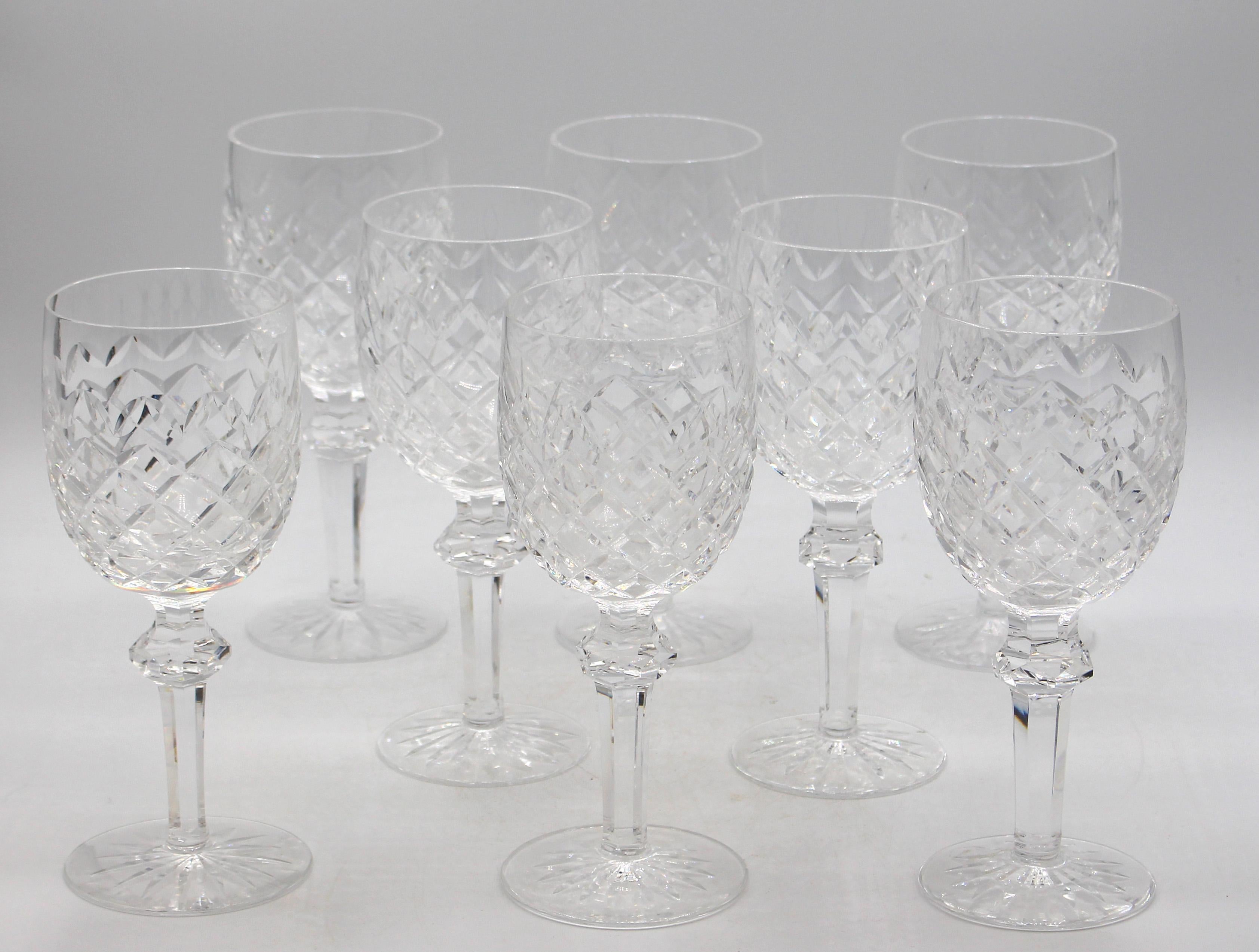 Circa 1970 Set of 8 Powerscourt by Waterford Water Goblets, Ireland. 7 5/8