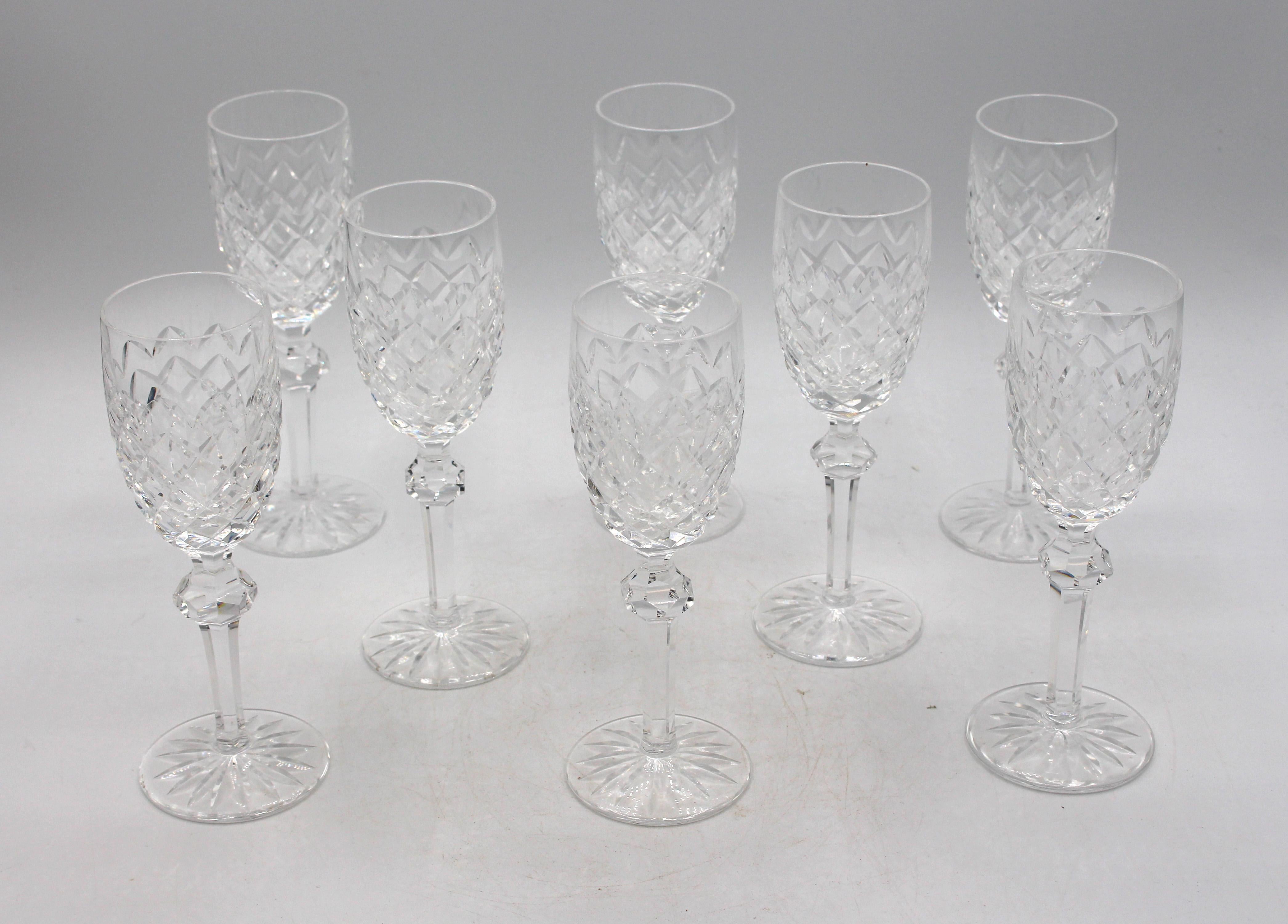 Circa 1970 Set of 8 Powerscourt by Waterford Sherry Glasses, Ireland. 6 3/8