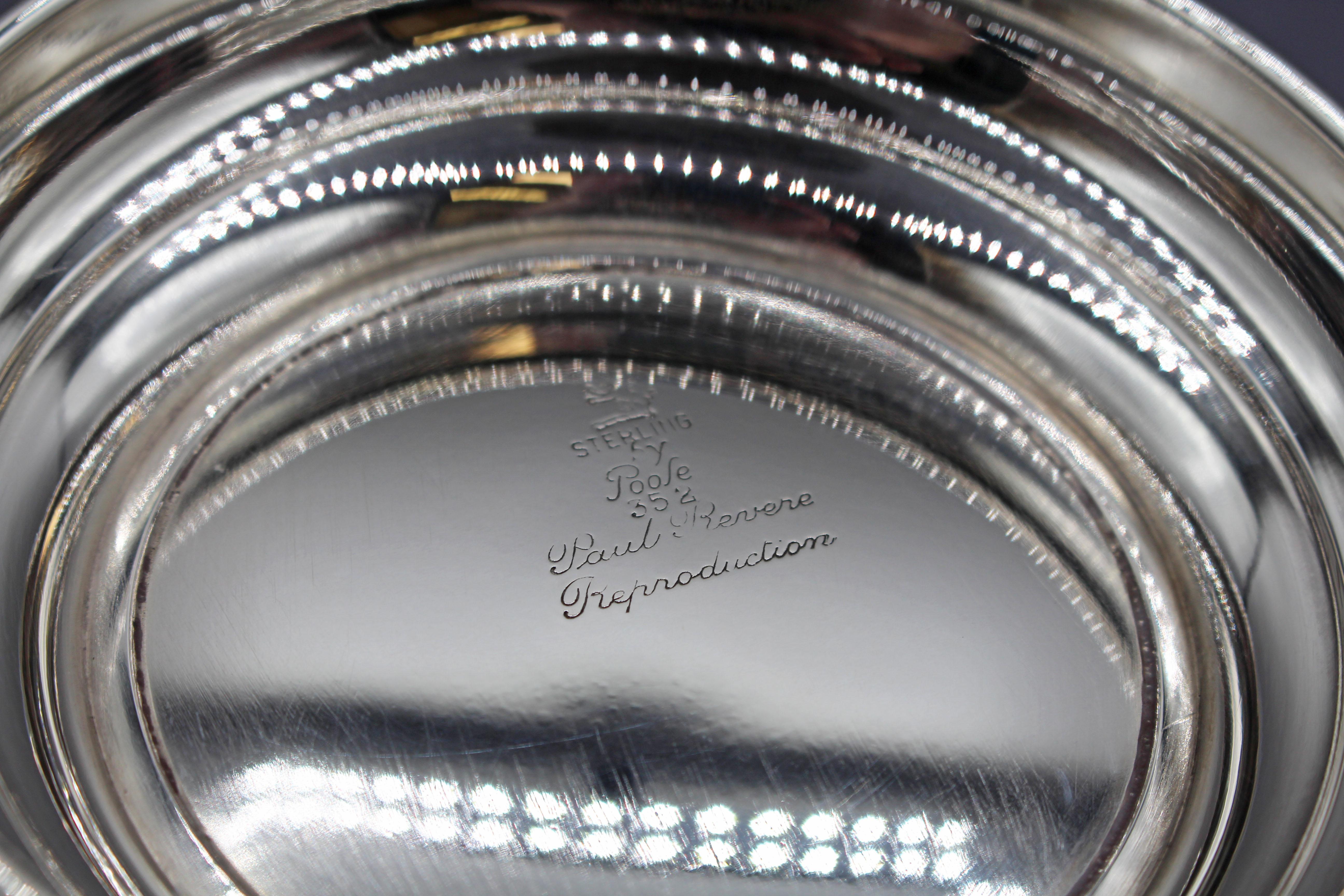 C. 1970 Sterling Silver Paul Revere Reproduction Bowl by Poole In Good Condition In Chapel Hill, NC