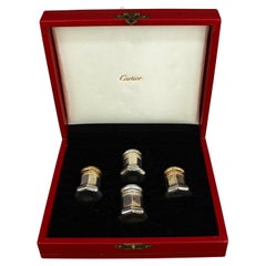 c. Set di 4 sali e pepiere in argento sterling di Cartier degli anni '70, in scatola