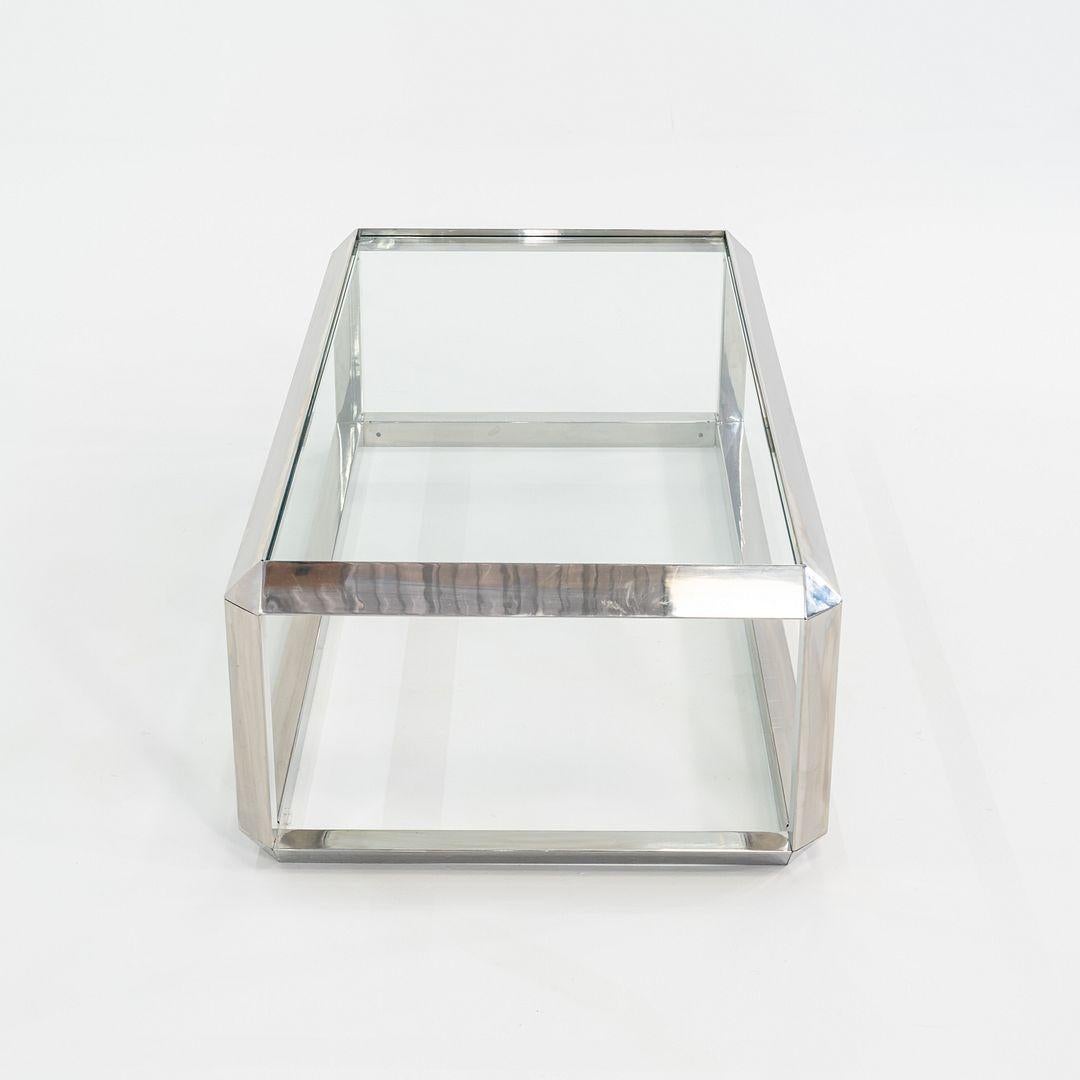 Table basse en acier chromé Saporiti Italia des années 1970 avec plateau en verre en vente 3