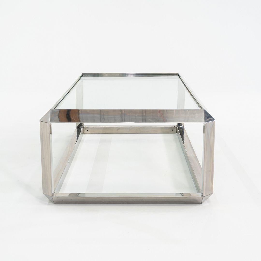 Table basse en acier chromé Saporiti Italia des années 1970 avec plateau en verre en vente 4
