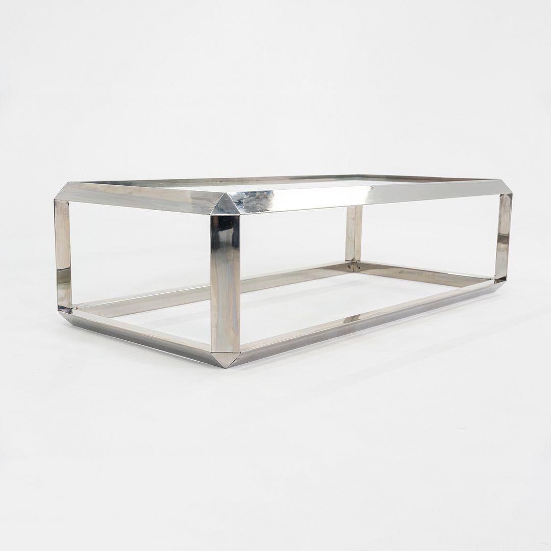 Table basse en acier chromé Saporiti Italia des années 1970 avec plateau en verre Bon état - En vente à Philadelphia, PA