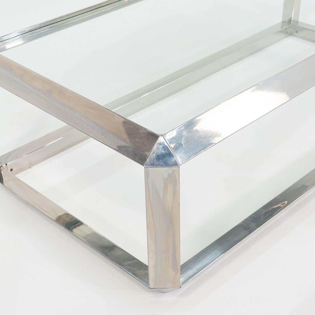 Fin du 20e siècle Table basse en acier chromé Saporiti Italia des années 1970 avec plateau en verre en vente