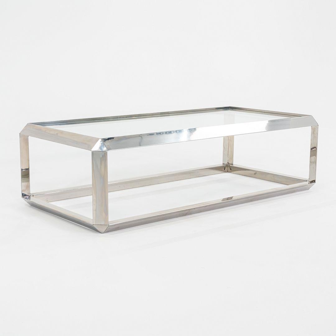 Acier Table basse en acier chromé Saporiti Italia des années 1970 avec plateau en verre en vente