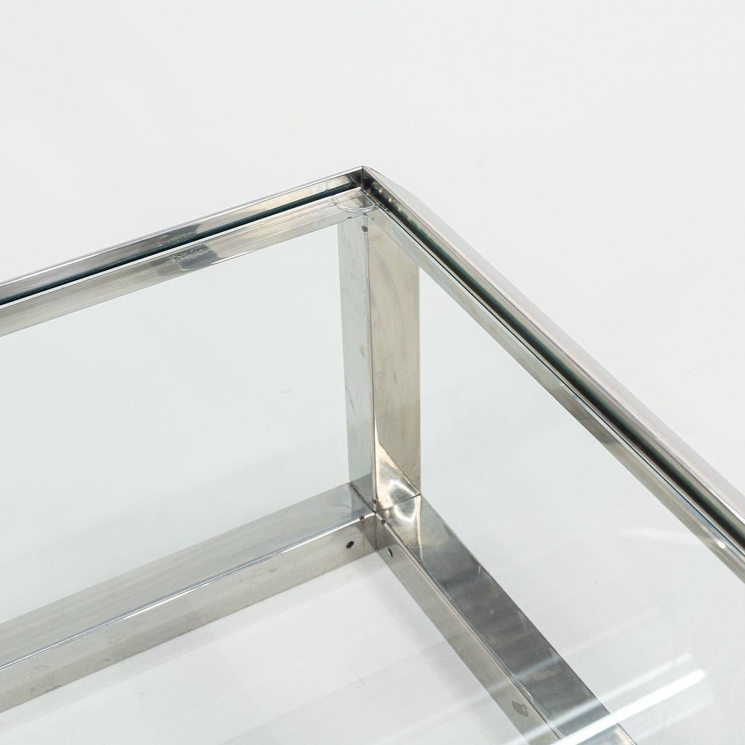 Table basse en acier chromé Saporiti Italia des années 1970 avec plateau en verre en vente 1