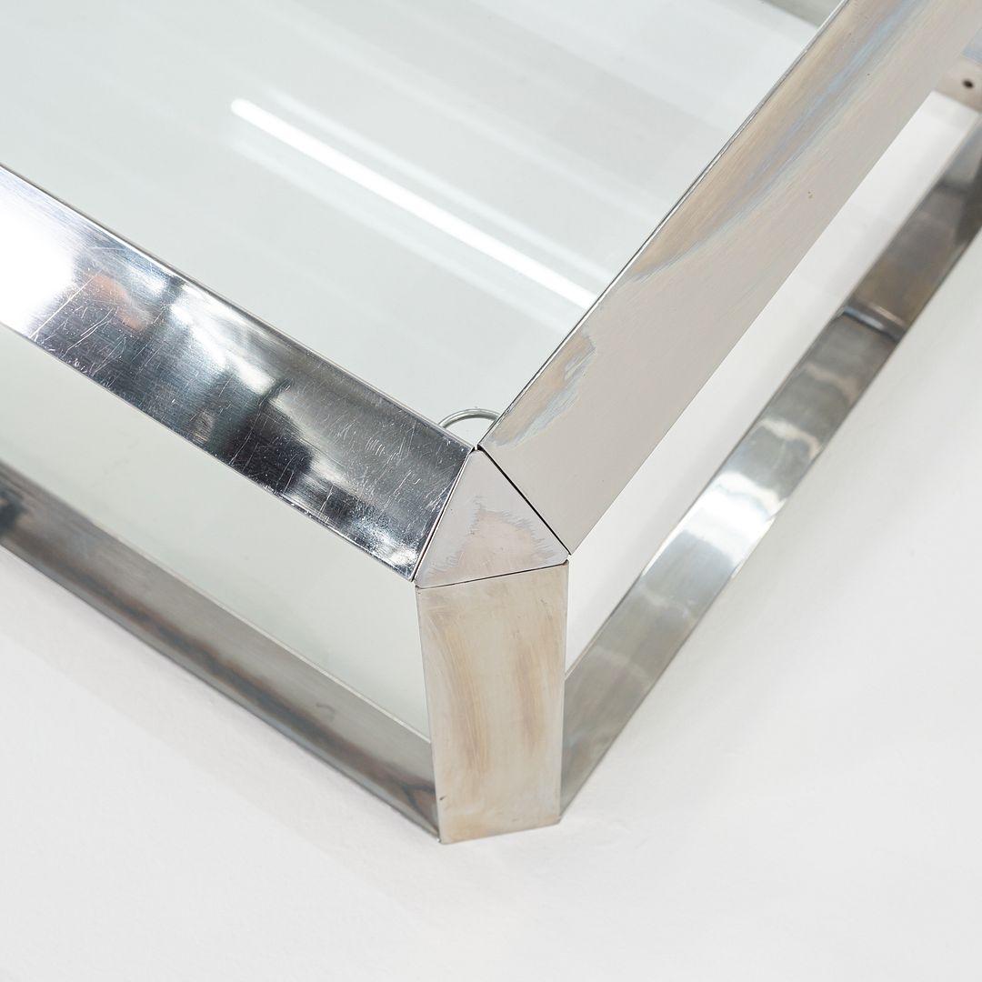 Table basse en acier chromé Saporiti Italia des années 1970 avec plateau en verre en vente 2