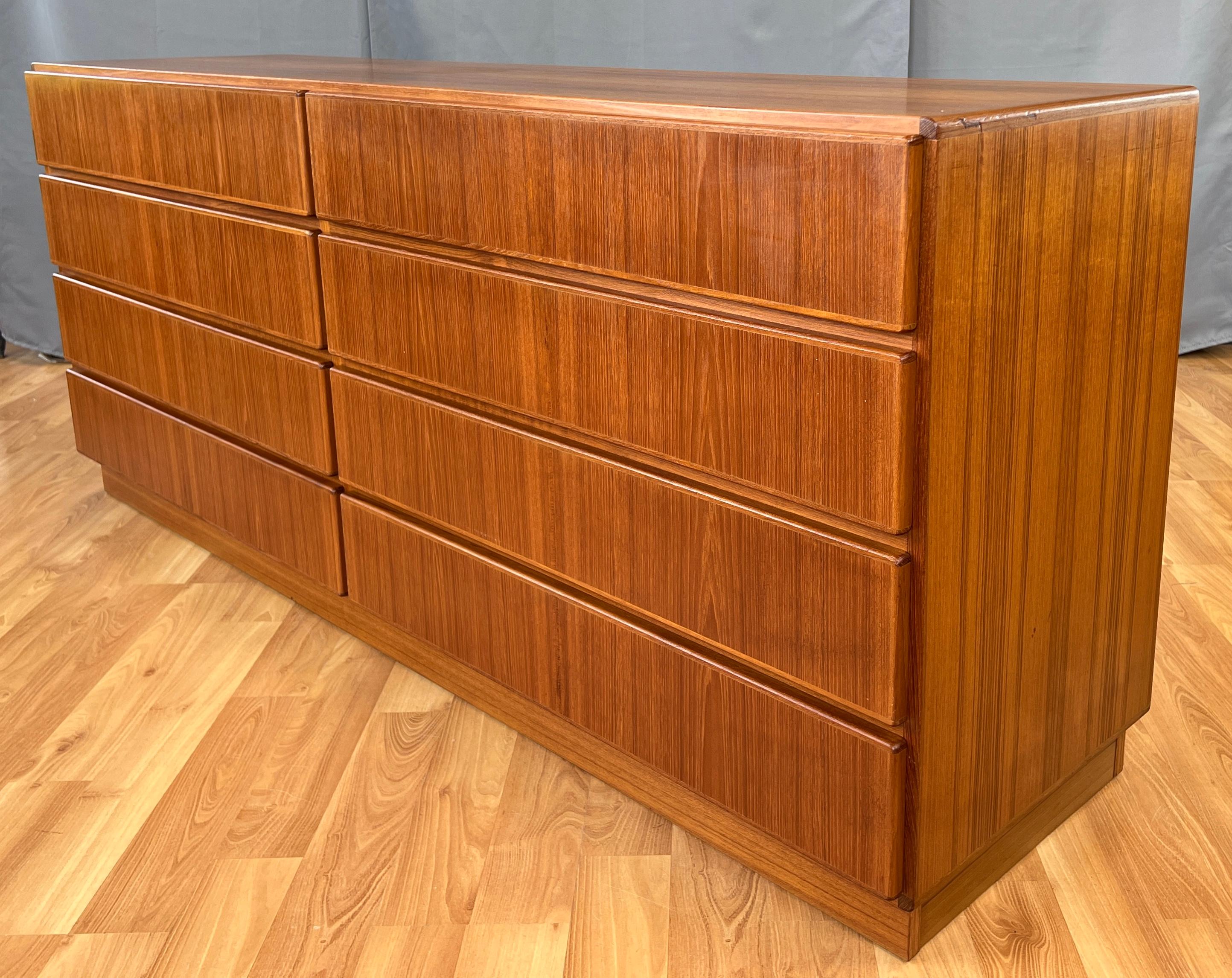 Late 20th Century c. 1970s Eight Drawer Teak Danish Modern Dresser by Komfort