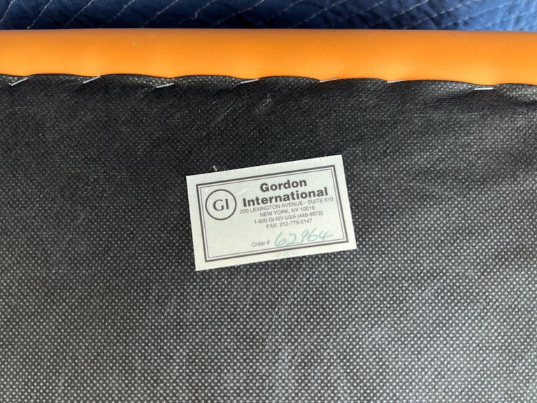 C. 1970s, Four Gordon International Flat Bar Brno Armchairs in Orange Leather For Sale 12
