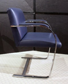 c. 1970s Pair of Mies van der Rohe Flat Bar Brno Arm Chairs