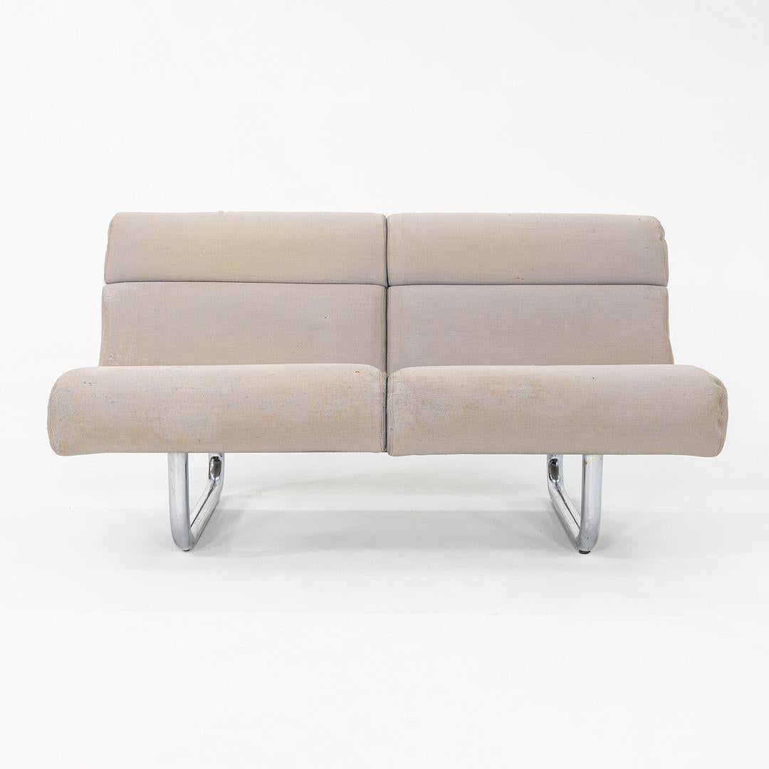 Modern C. 1970s Richard Schultz Design Prototype Loveseat Sofa with Polished Steel Base For Sale