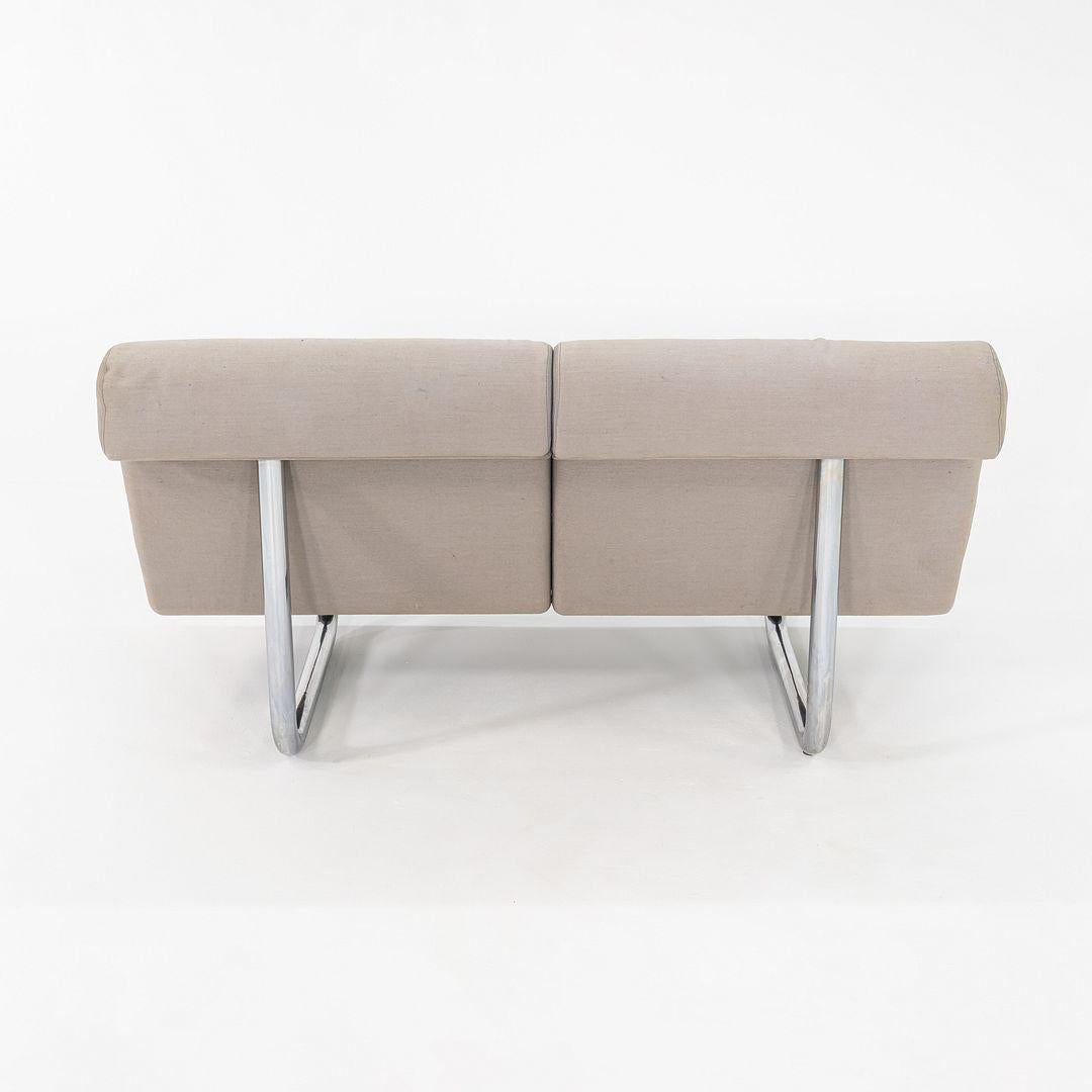 American C. 1970s Richard Schultz Design Prototype Loveseat Sofa with Polished Steel Base For Sale