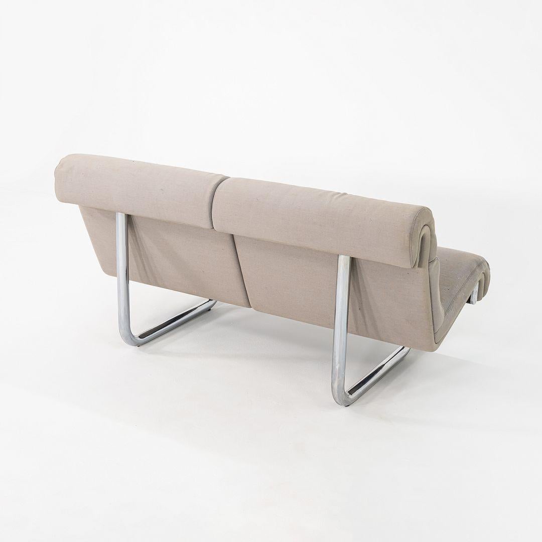 C. 1970s Richard Schultz Design Prototype Loveseat Sofa with Polished Steel Base In Good Condition For Sale In Philadelphia, PA