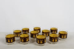 c. 1970s  Set of 11 Bar - Cocktail Glasses Iconic  "V"  Finger Peace Sign Motif