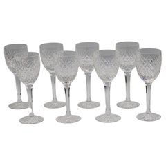 Vintage c. 1970s Set of 8 Hock Wine Glasses by Tyrone Crystal