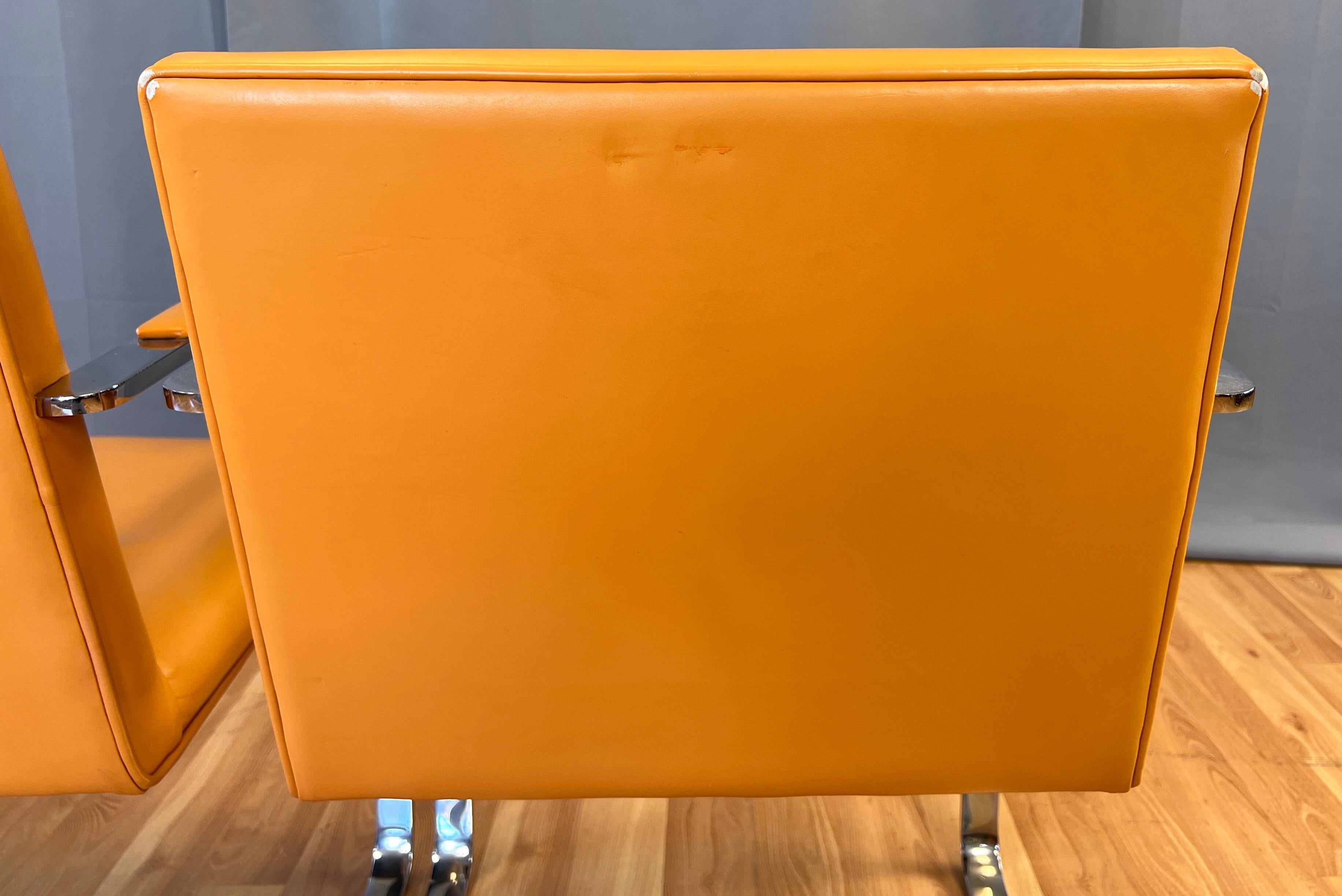 TWO Gordon International Flache Bar-Sessel aus orangefarbenem Leder, 1970er Jahre im Angebot 1