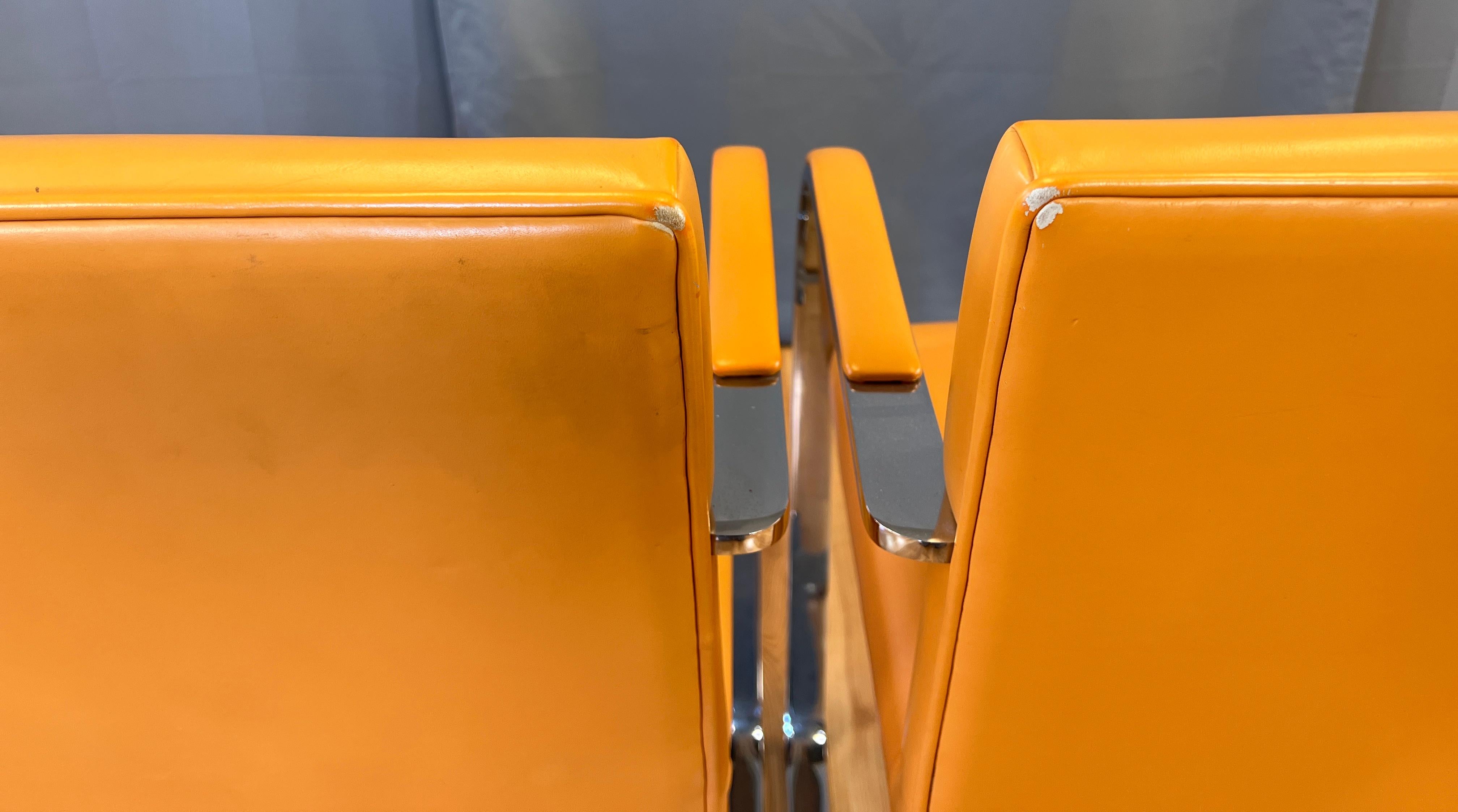 TWO Gordon International Flache Bar-Sessel aus orangefarbenem Leder, 1970er Jahre im Angebot 2