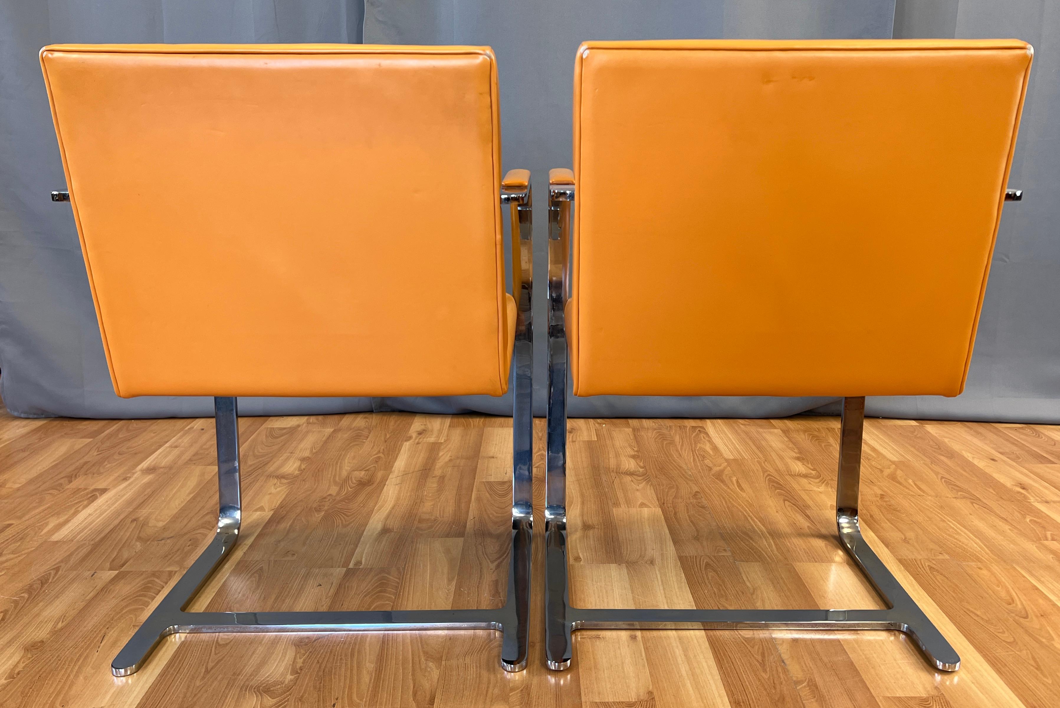 TWO Gordon International Flache Bar-Sessel aus orangefarbenem Leder, 1970er Jahre (Ende des 20. Jahrhunderts) im Angebot