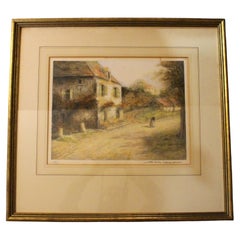 c. 1970s Village Scene Print by Simone Haumont