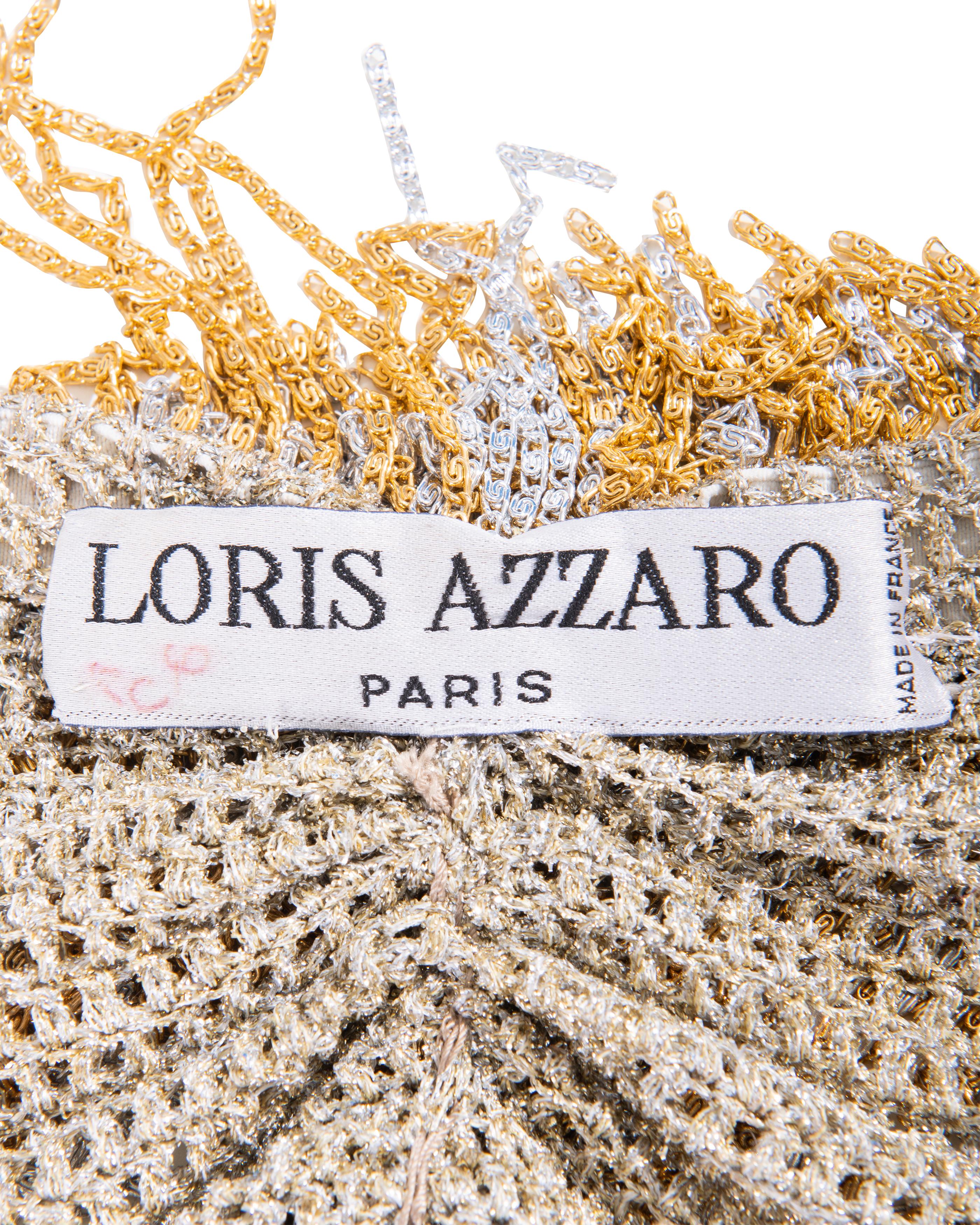 c. 1971 Mini robe à franges en chaîne argentée et dorée Loris Azzaro 9