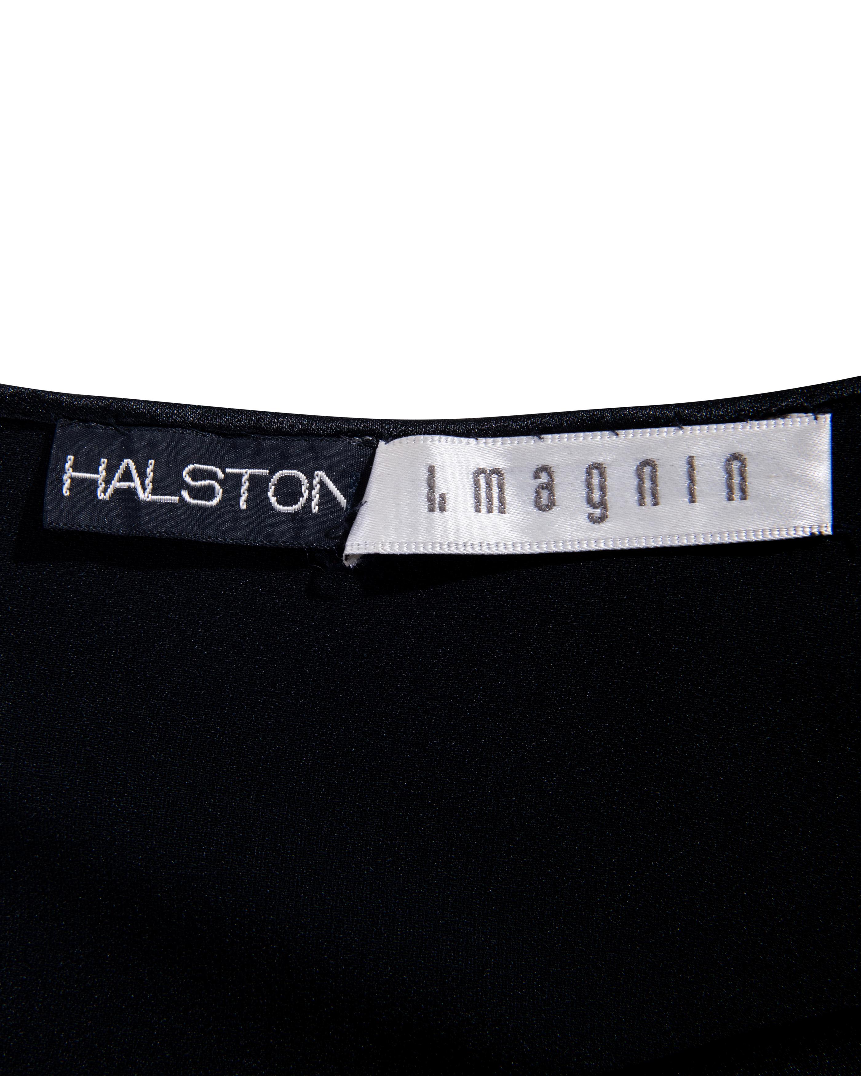 c. 1973 Halston Black Silk Charmeuse Bias Cut Halter Gown 4