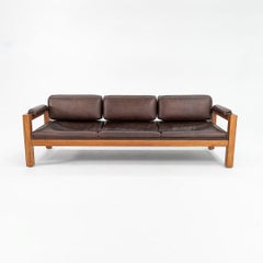 C. 1975 Warren Platner for CI Designs Three-Seat Sofa in Oak and Brown Leather
