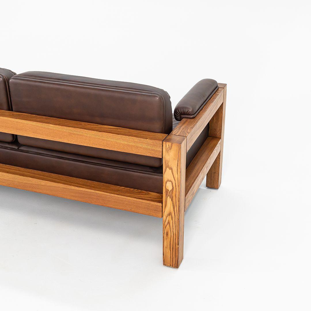 C. 1975 Warren Platner für CI Designs Dreisitziges Sofa aus Eiche und braunem Leder im Zustand „Gut“ im Angebot in Philadelphia, PA