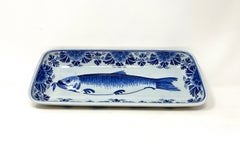 Plat à poisson en porcelaine bleu et blanc Royal Delft, Porceleyne Fles, vers 1976