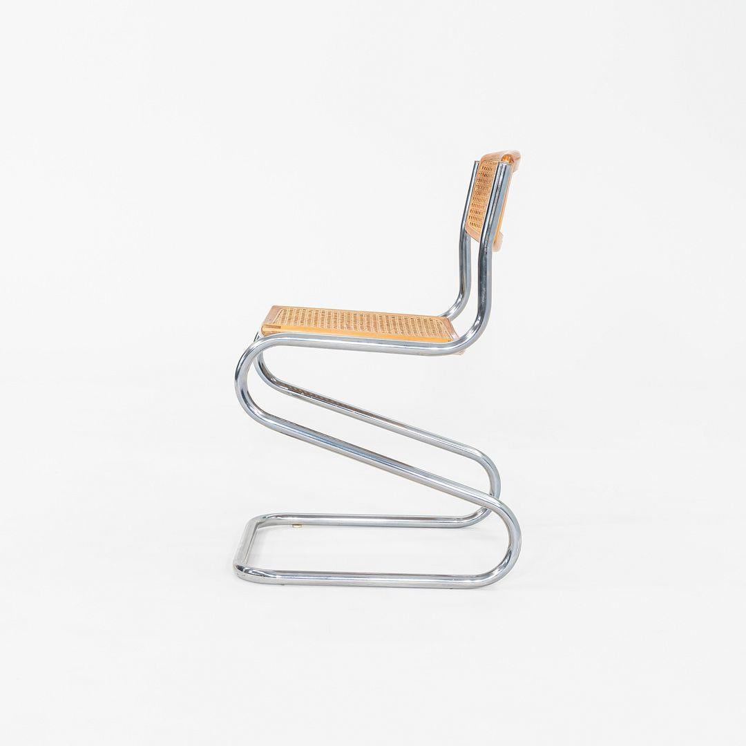 C. 1977 Chaise d'appoint italienne à piétement luge en acier chromé avec assise et dossier cannés Bon état - En vente à Philadelphia, PA