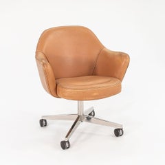 C. 1979 Eero Saarinen Executive Swivel Desk Chair w/ Tan Leather Upholstery